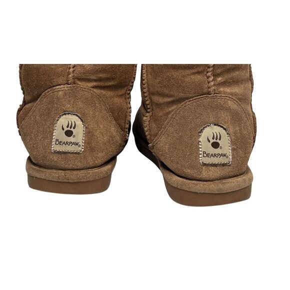 BearPaw Brown Suede Emma Short Shearling Lined Wool Insulated Boots sz 9 - Picture 4 of 12